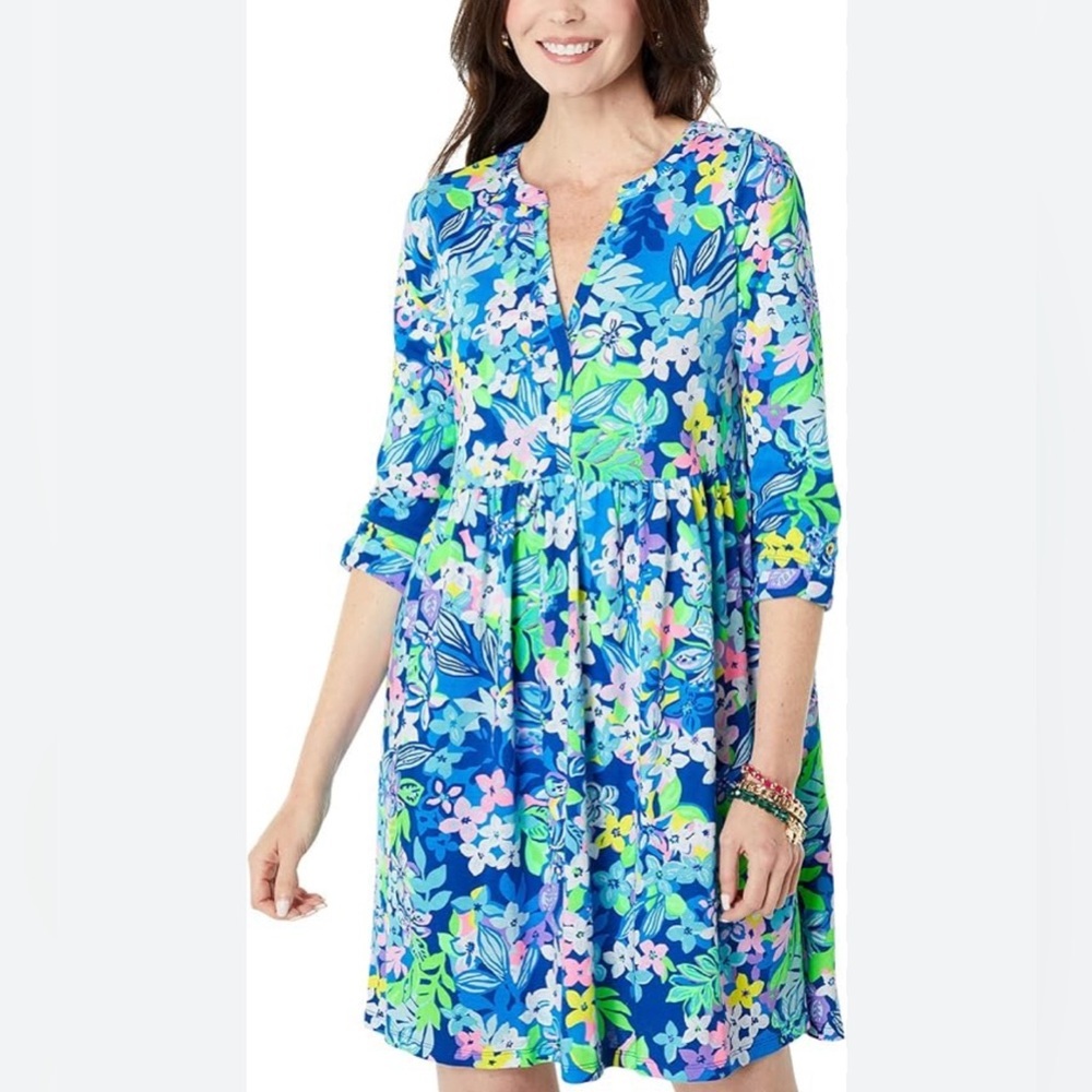 LILLY PULITZER loran dress in borealis blue social sunset